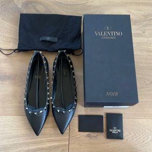 Valentino Noir Rock Stud Flats